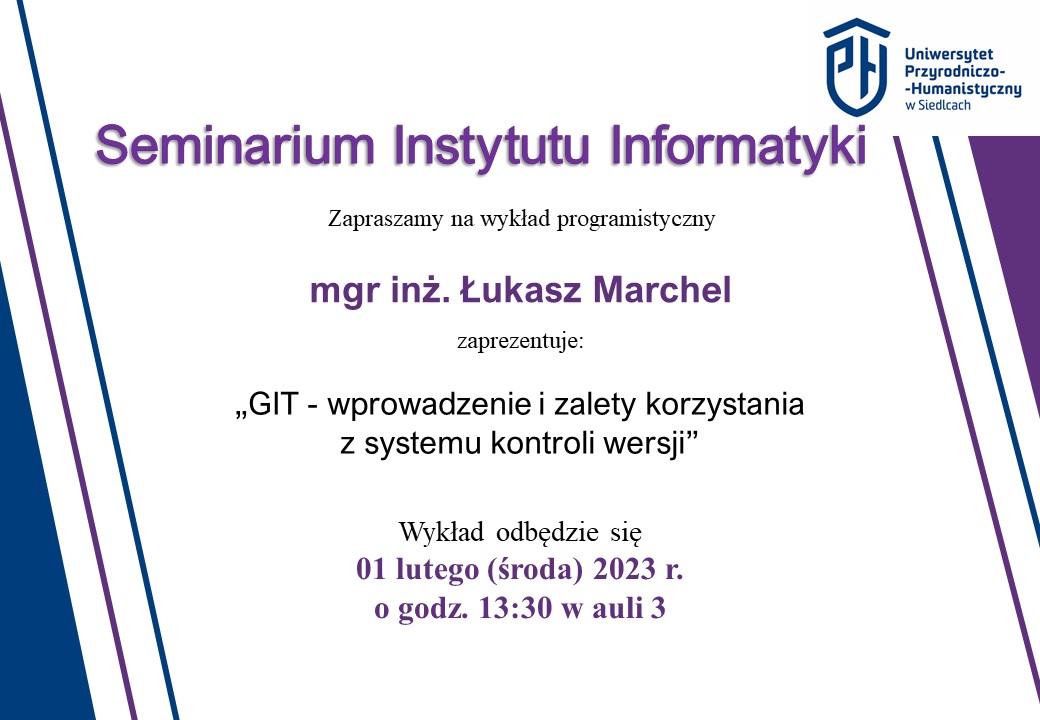 Na rysunku informacja o seminarium